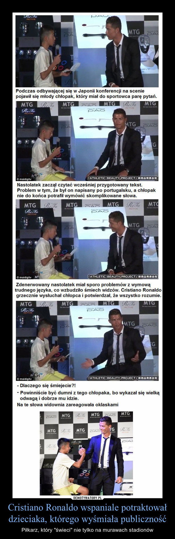 Cristiano Ronaldo wspaniale potraktował  dzieciaka, którego wyśmiała publiczność – Piłkarz, który "świeci" nie tylko na murawach stadionów 