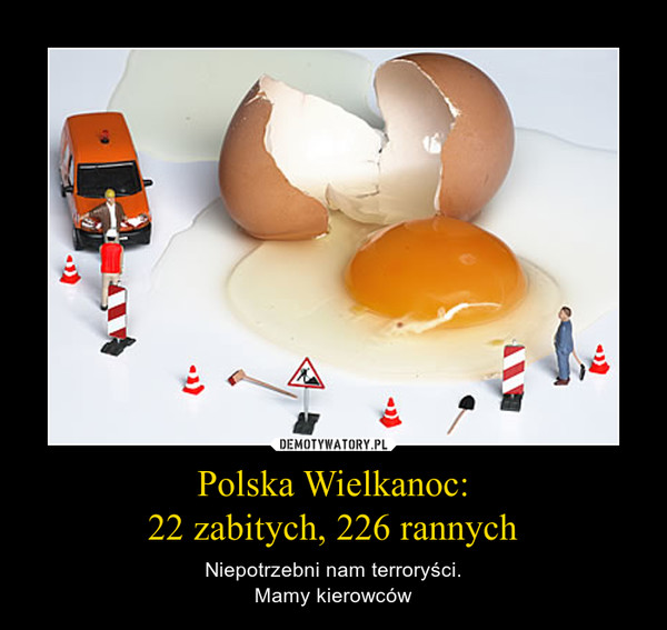 Polska Wielkanoc:22 zabitych, 226 rannych – Niepotrzebni nam terroryści.Mamy kierowców 
