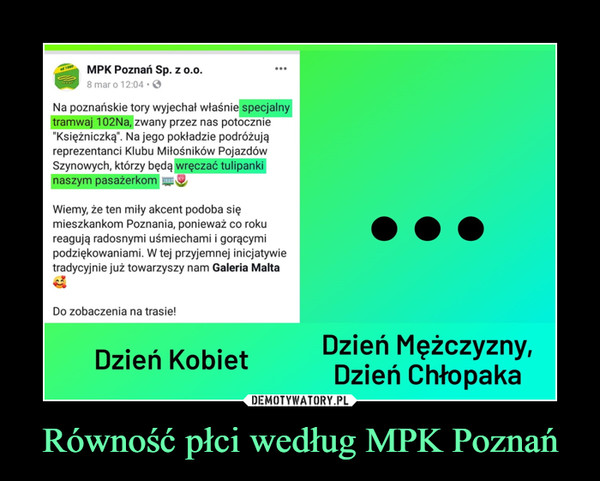 Równość płci według MPK Poznań