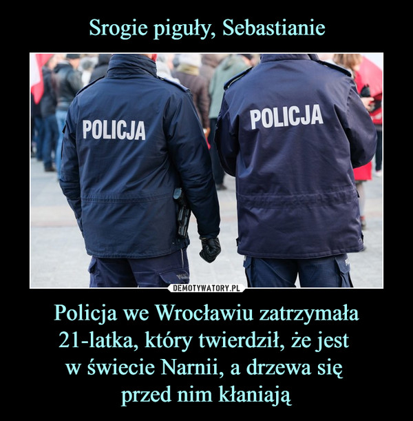 Srogie piguły, Sebastianie Policja we Wrocławiu zatrzymała 21-latka, który twierdził, że jest 
w świecie Narnii, a drzewa się 
przed nim kłaniają