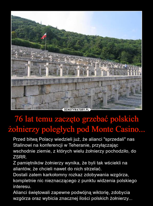 76 lat temu zaczęto grzebać polskich żołnierzy poległych pod Monte Casino...
