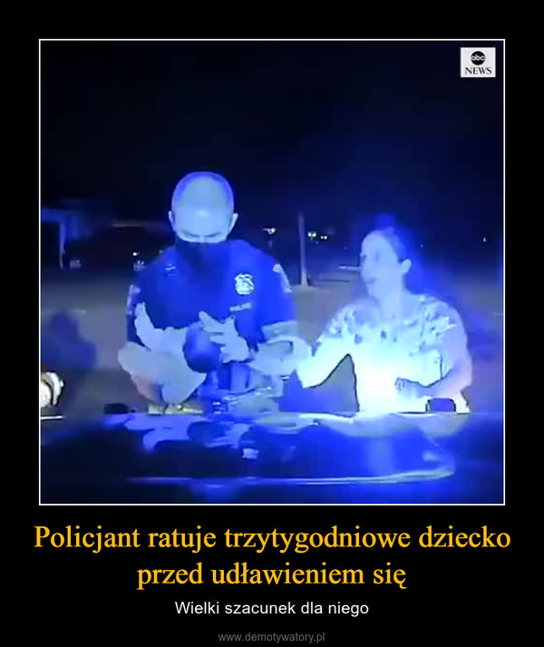Policjant ratuje trzytygodniowe dziecko przed udławieniem się – Wielki szacunek dla niego 