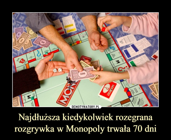 Najdłuższa kiedykolwiek rozegrana rozgrywka w Monopoly trwała 70 dni –  