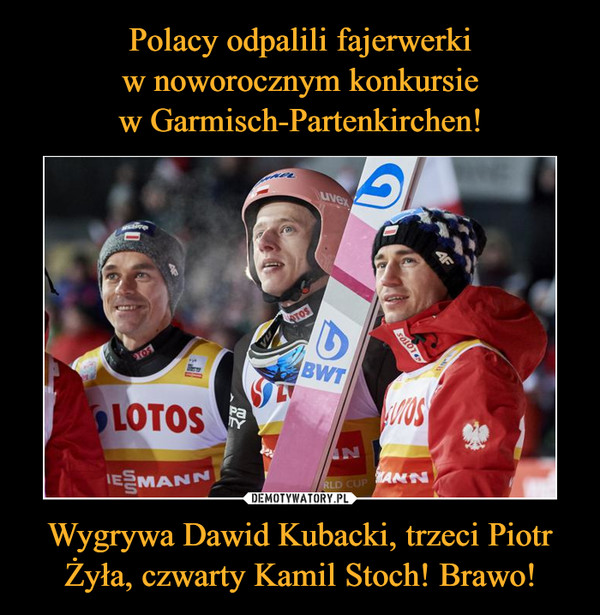 Wygrywa Dawid Kubacki, trzeci Piotr Żyła, czwarty Kamil Stoch! Brawo! –  