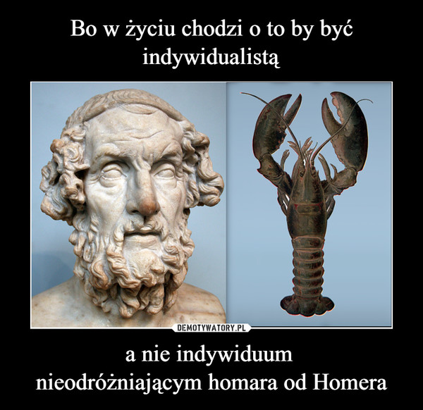 a nie indywiduum nieodróżniającym homara od Homera –  