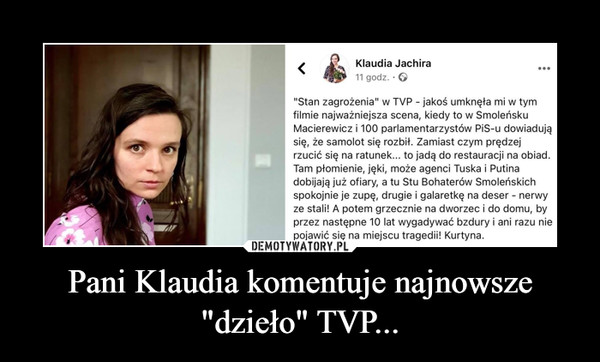 Pani Klaudia komentuje najnowsze "dzieło" TVP...
