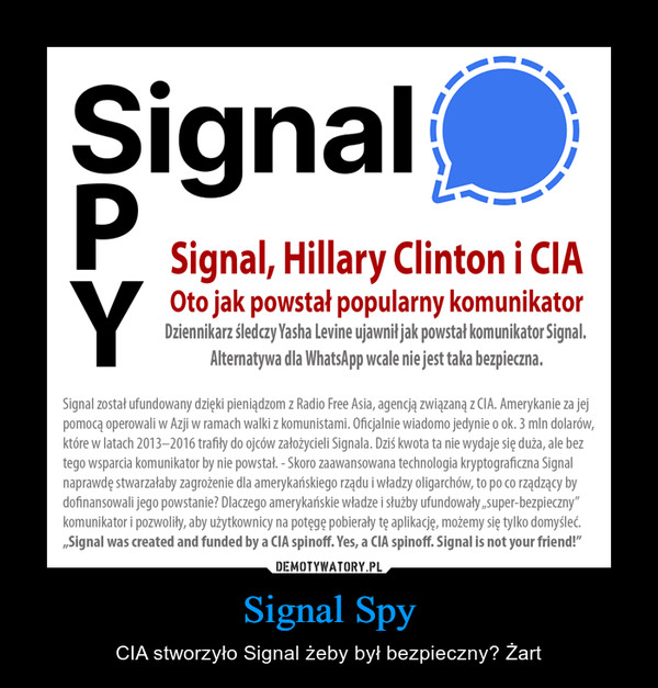 Signal Spy – CIA stworzyło Signal żeby był bezpieczny? Żart 