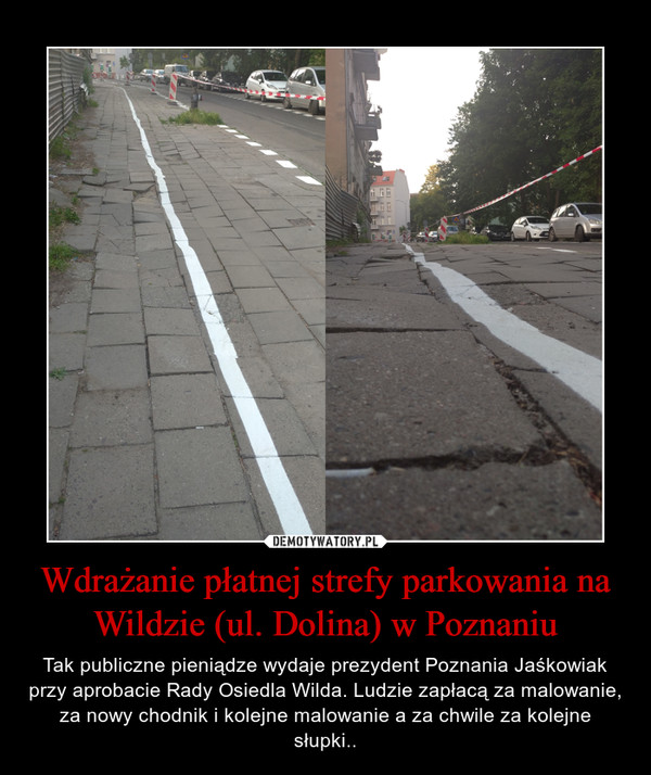 Wdrażanie płatnej strefy parkowania na Wildzie (ul. Dolina) w Poznaniu