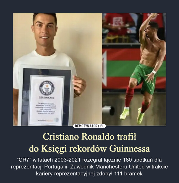 Cristiano Ronaldo trafił
do Księgi rekordów Guinnessa