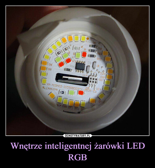 Wnętrze inteligentnej żarówki LED RGB