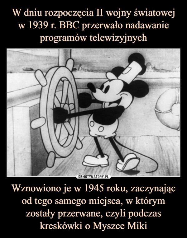 Wznowiono je w 1945 roku, zaczynając od tego samego miejsca, w którym zostały przerwane, czyli podczas kreskówki o Myszce Miki –  