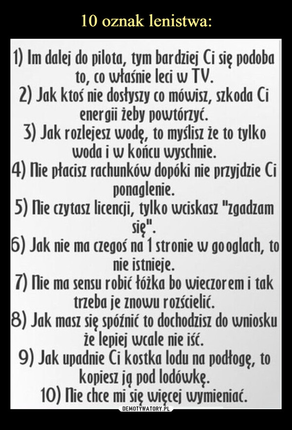 10 oznak lenistwa: